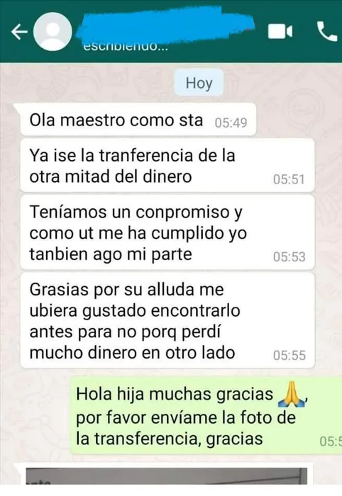 Conversación real de WhatsApp con un cliente