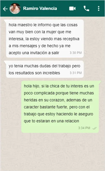 Conversación real de WhatsApp con Ramiro Valencia